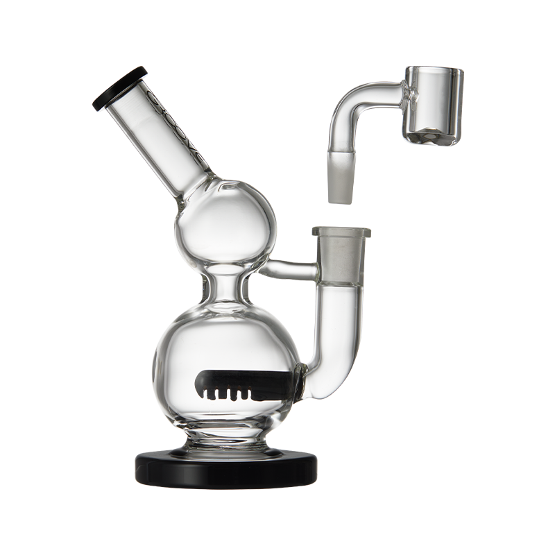 Top-down view of the Groove Mini Round Concentrate Rig highlighting its sleek design and percolator.