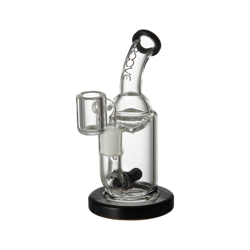 Top-down view of the Groove Mini Glass Rig highlighting the ground glass connections and percolator.