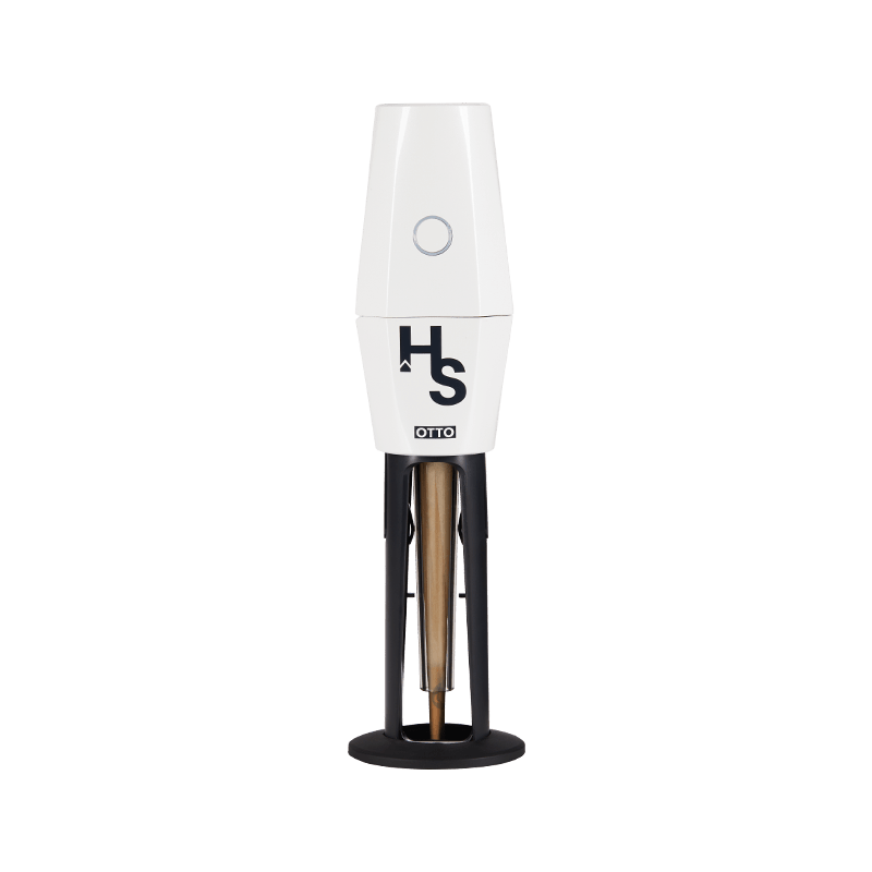 Banana Bros OTTO grinder showcasing its sleek design and functionality while grinding herbs.
