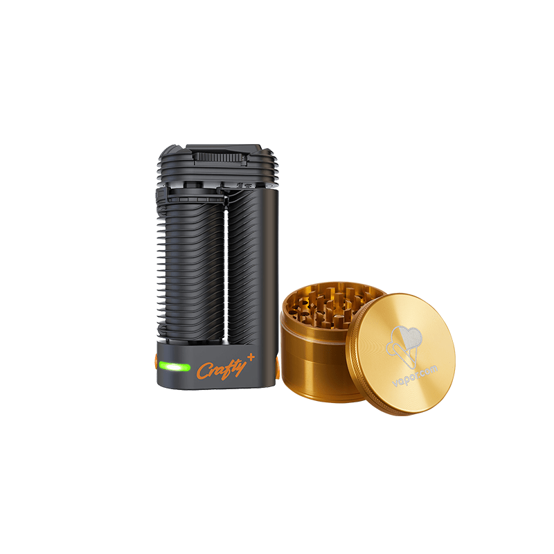 Crafty+ vaporizer from the premium grinder and spark set, showcasing its sleek design and portability.
