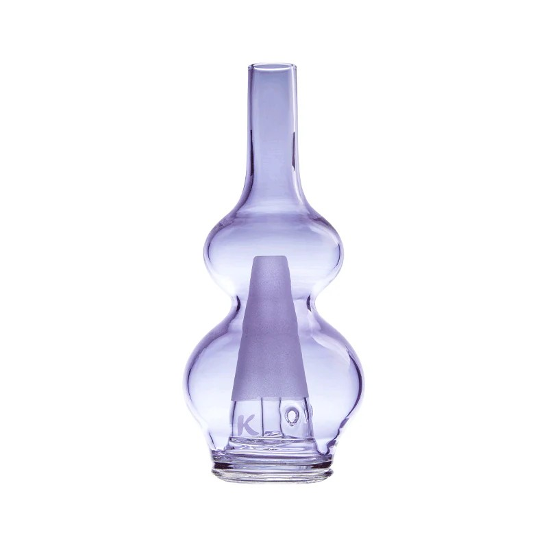 Disassembled view of glass dab rig showing removable parts for cleaning