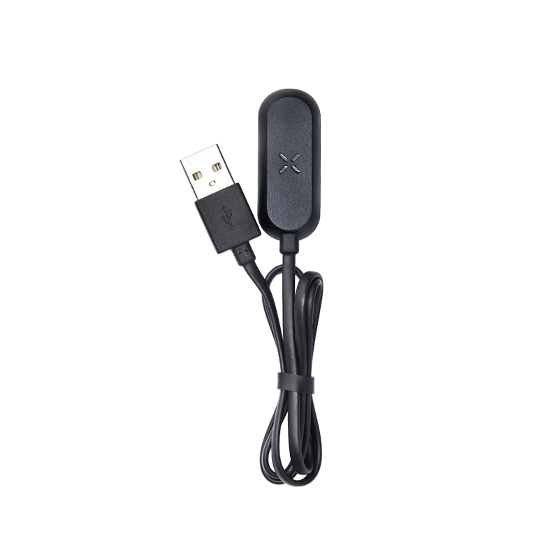 PAX USB-C fast charging cable connected to a PAX 3 vaporizer, showcasing the sleek design and durability.
