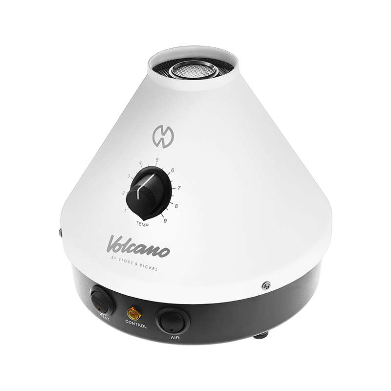 User  preparing to inhale with the Harmony Edition Volcano Vaporizers detachable easy valve balloon.