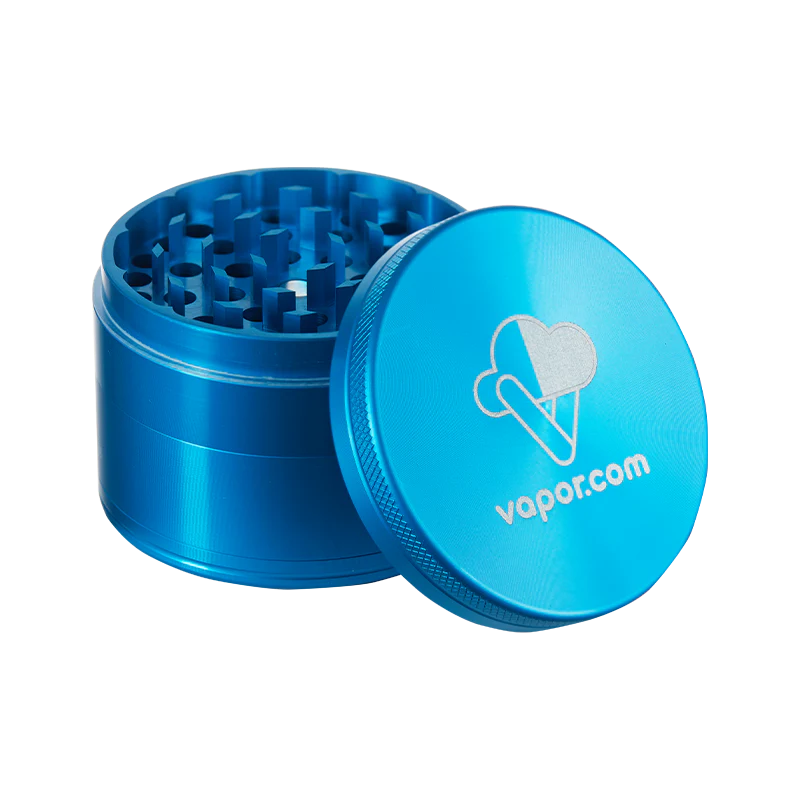 Top view of the VaporMate 4-Piece Herb Grinder, displaying the sharp teeth designed for grinding dense herbs effortlessly.