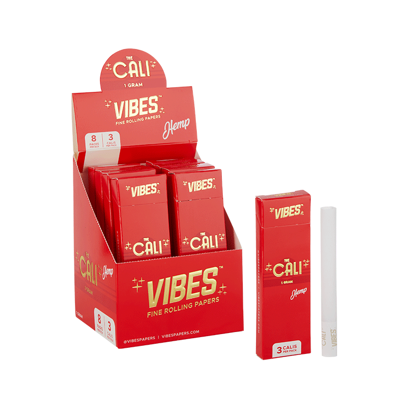 VIBES Cali 1 Gram Pre-Roll Box with airtight seal, portable odor-proof storage