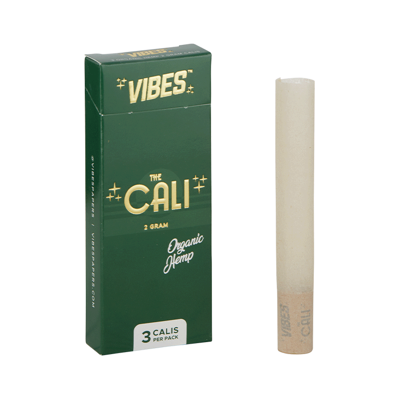 VIBES Cali Box displayed on a table, highlighting its discreet cannabis storage features.
