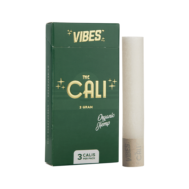 Close-up of VIBES The Cali ultra thin pre-rolls showing the wide rolling paper and smooth airflow design