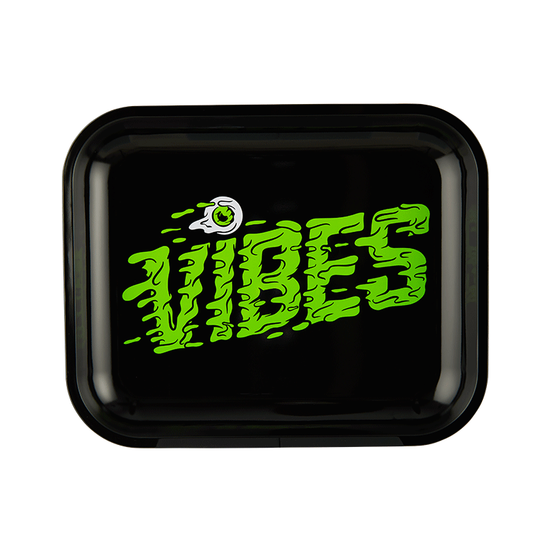 VIBES Slime Aluminum Tray showing bright green color and raised edges for tool safety
