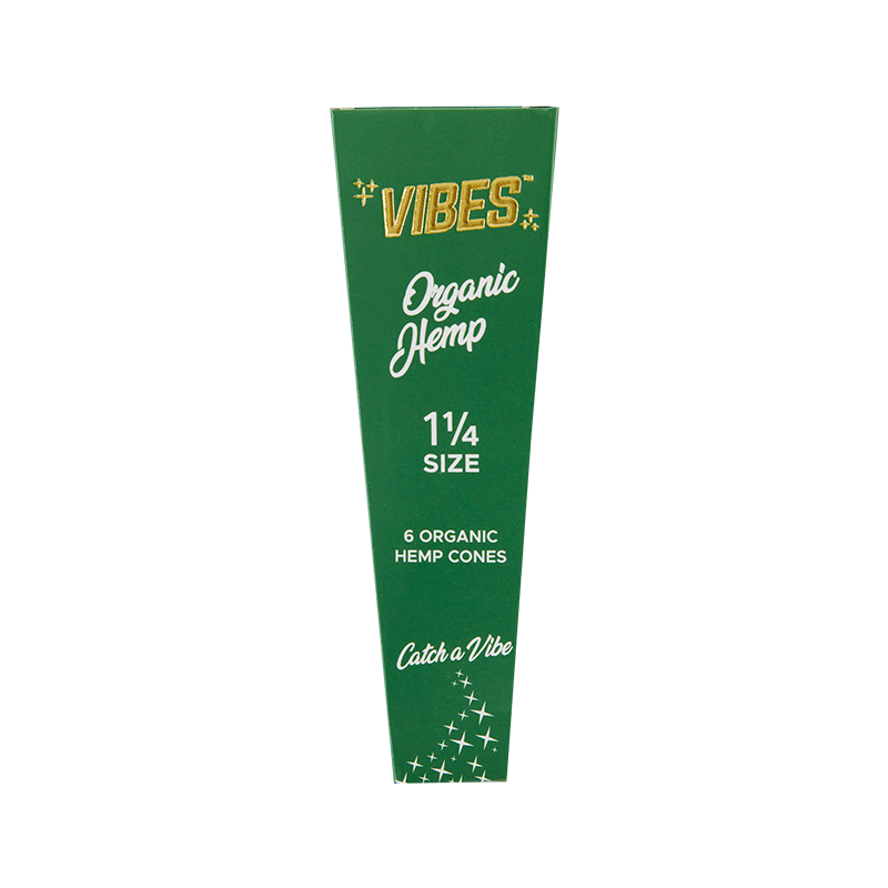 Close-up of Vibes Premium Hemp Cones showcasing quality and packaging.