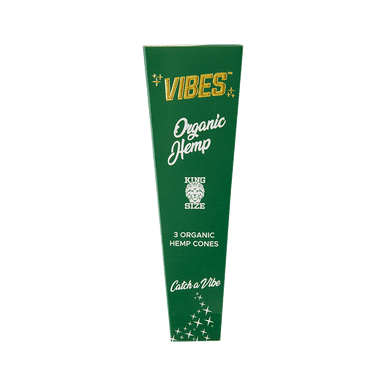Vibes king size pre rolled cones in a coffin pack, showcasing their quality.