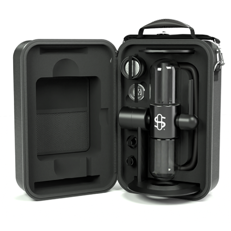 Complete kit of the Kompact Gravity Infuser with travel case and accessories.