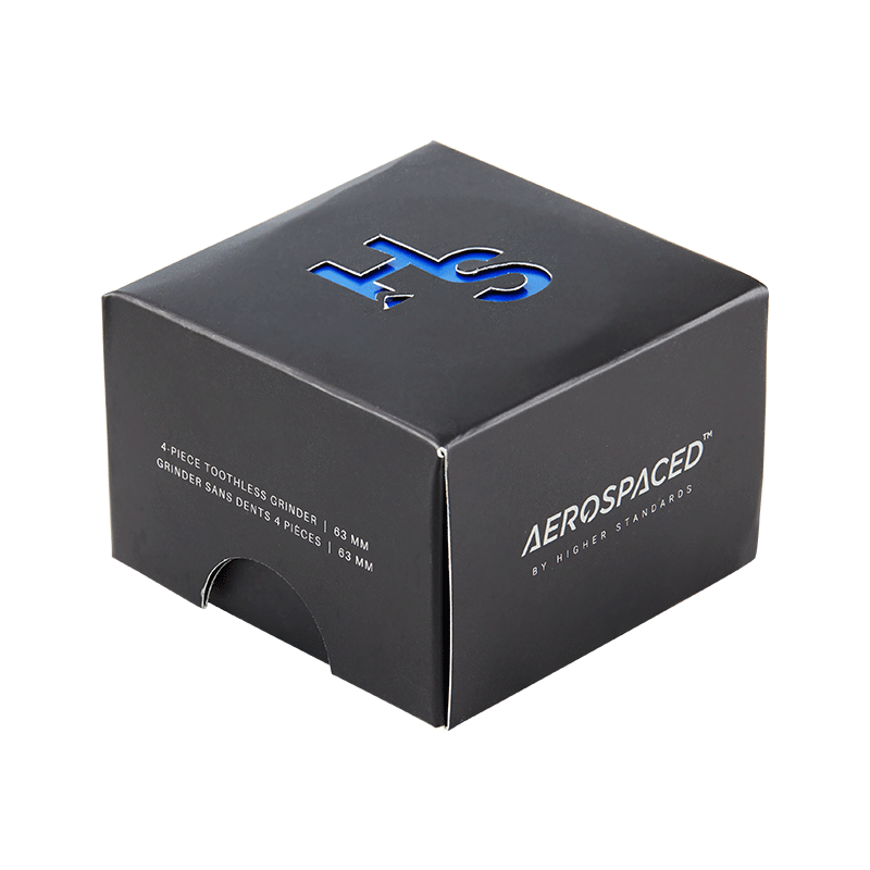 Side view of the premium toothless grinder highlighting its 2.5-inch size and innovative coaxial turbine technology.
