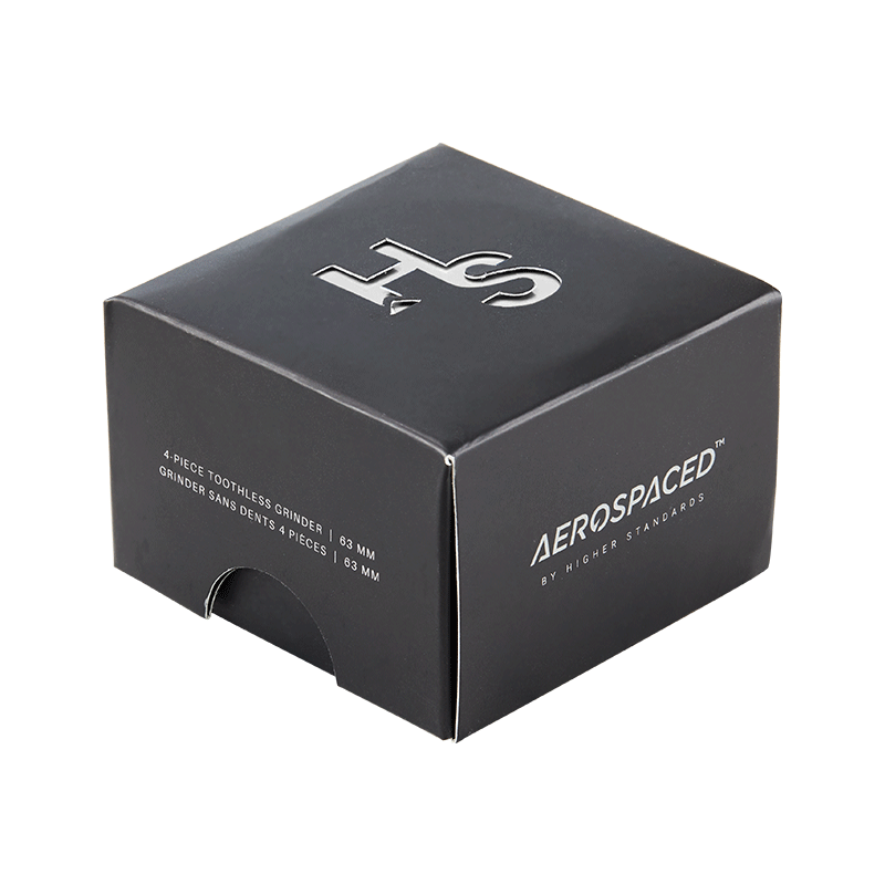 Side view of the premium toothless grinder highlighting its 2.5-inch size and innovative coaxial turbine technology.