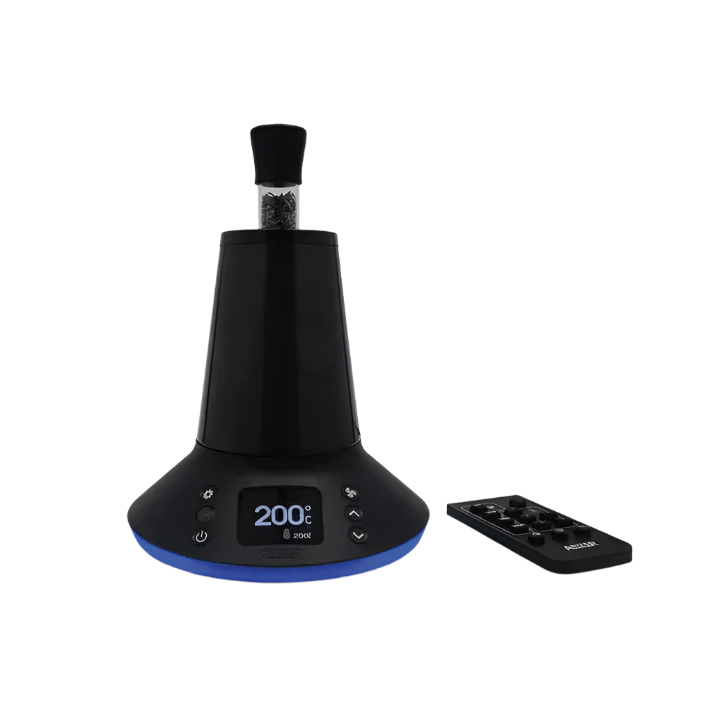 Arizer XQ2 vaporizer with whip and balloon options showcasing sleek design and LED lights.