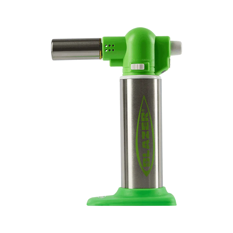 Close-up of the heavy-duty butane torch for soldering and cooking with adjustable flame