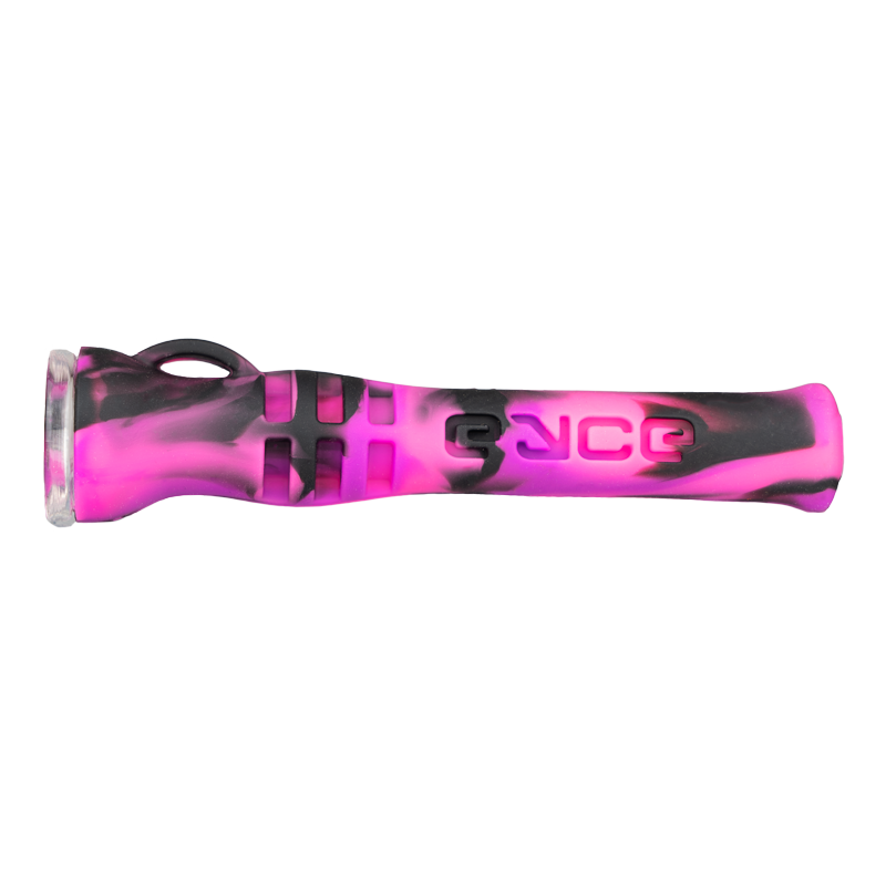 Eyce Shorty silicone chillum pipe in hand, showing its compact size and durability