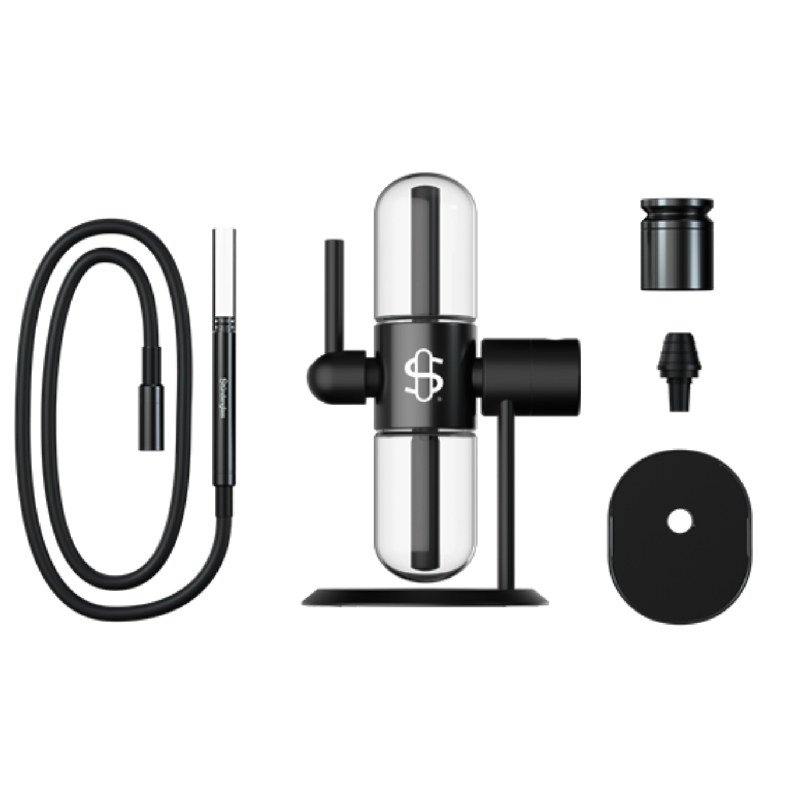 G Pen Connect e-rig showcased with a water pipe featuring cooling vapor.