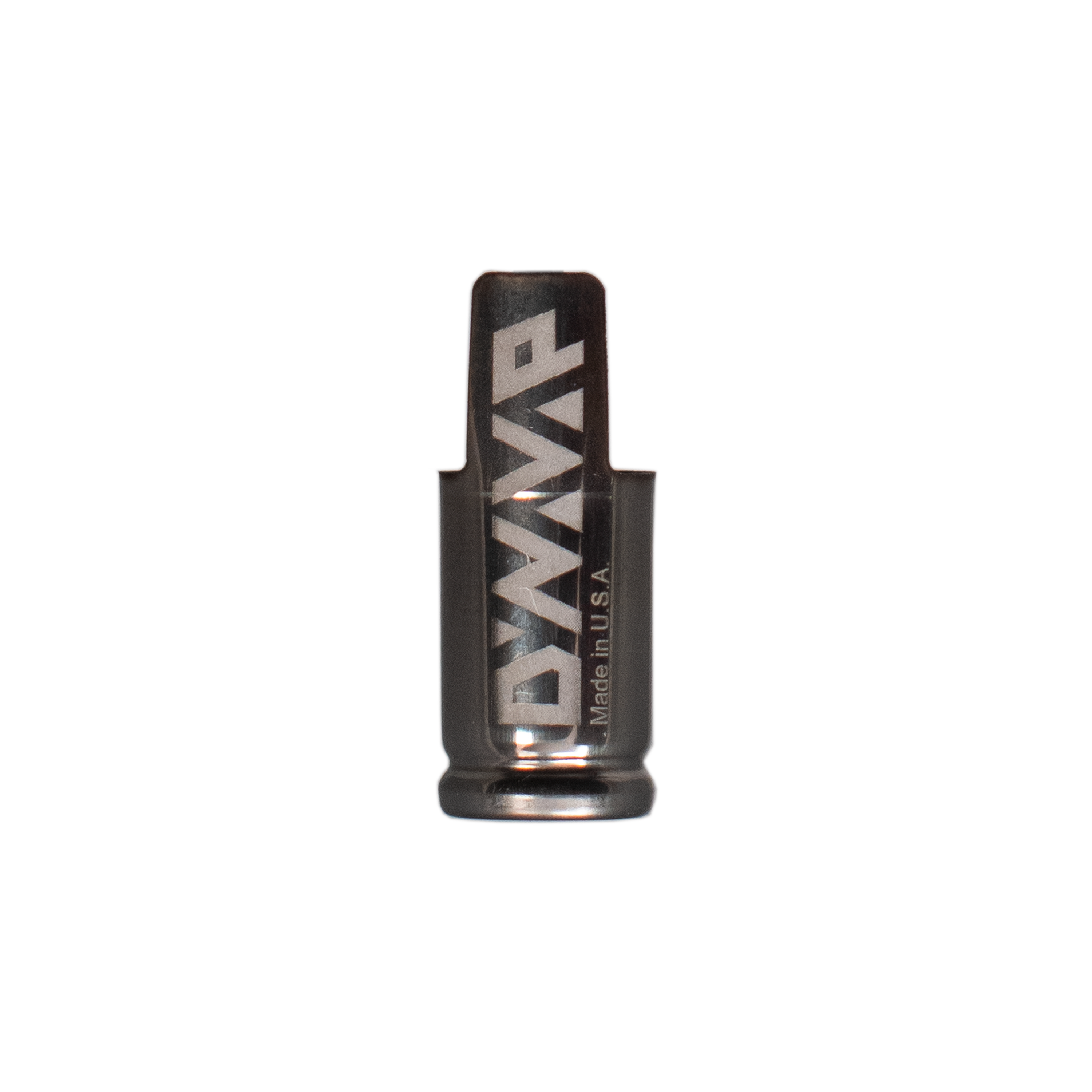 Close-up of DynaVap captive cap showing stainless steel grooves and click indicator