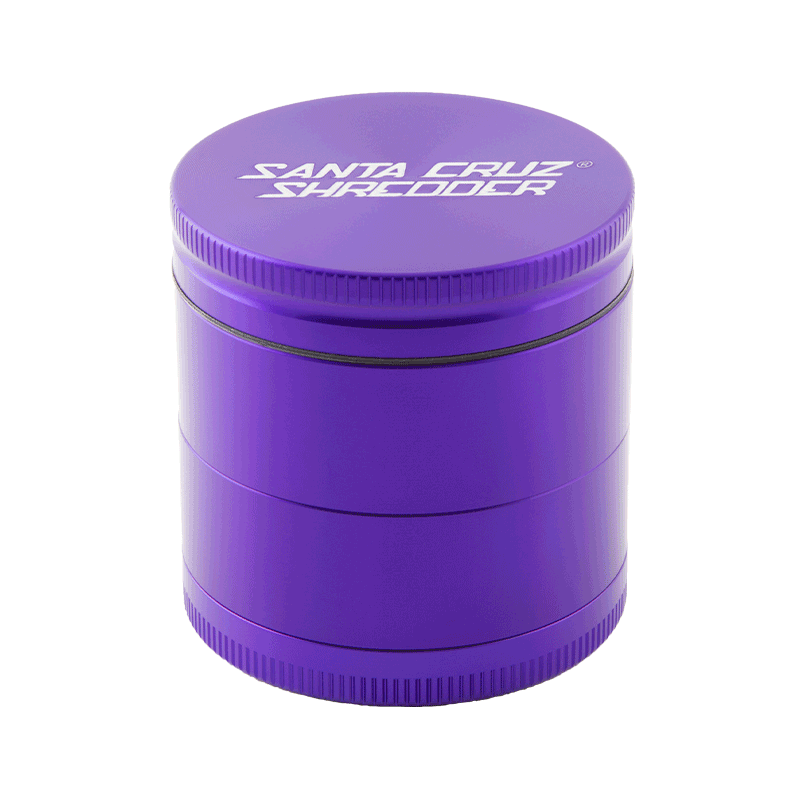 Top view of Santa Cruz Shredder 4-piece cannabis grinder in black