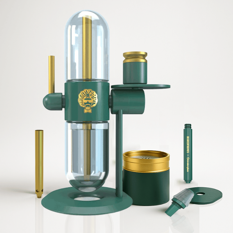 Dr. GreenThumb's Premium Infuser Kit showcasing the gravity infuser base with glass components.