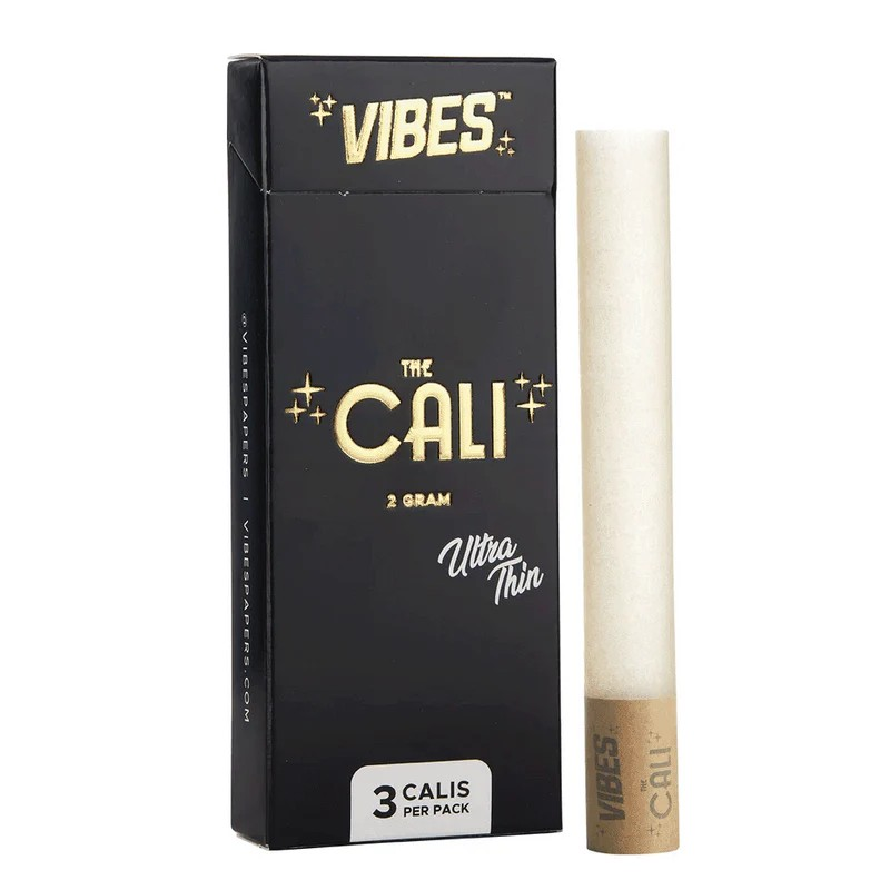 Vibes Cali 11mm rolling papers side view showing ultra-thin construction