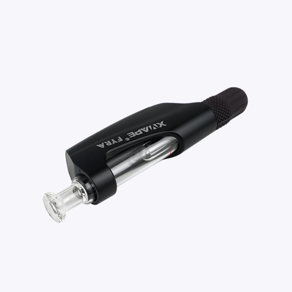 XVAPE Fyra vaporizer from the side, demonstrating its sleek build and portability.