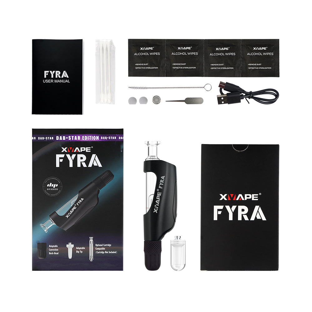 XVAPE Fyra vaporizer from the side, demonstrating its sleek build and portability.