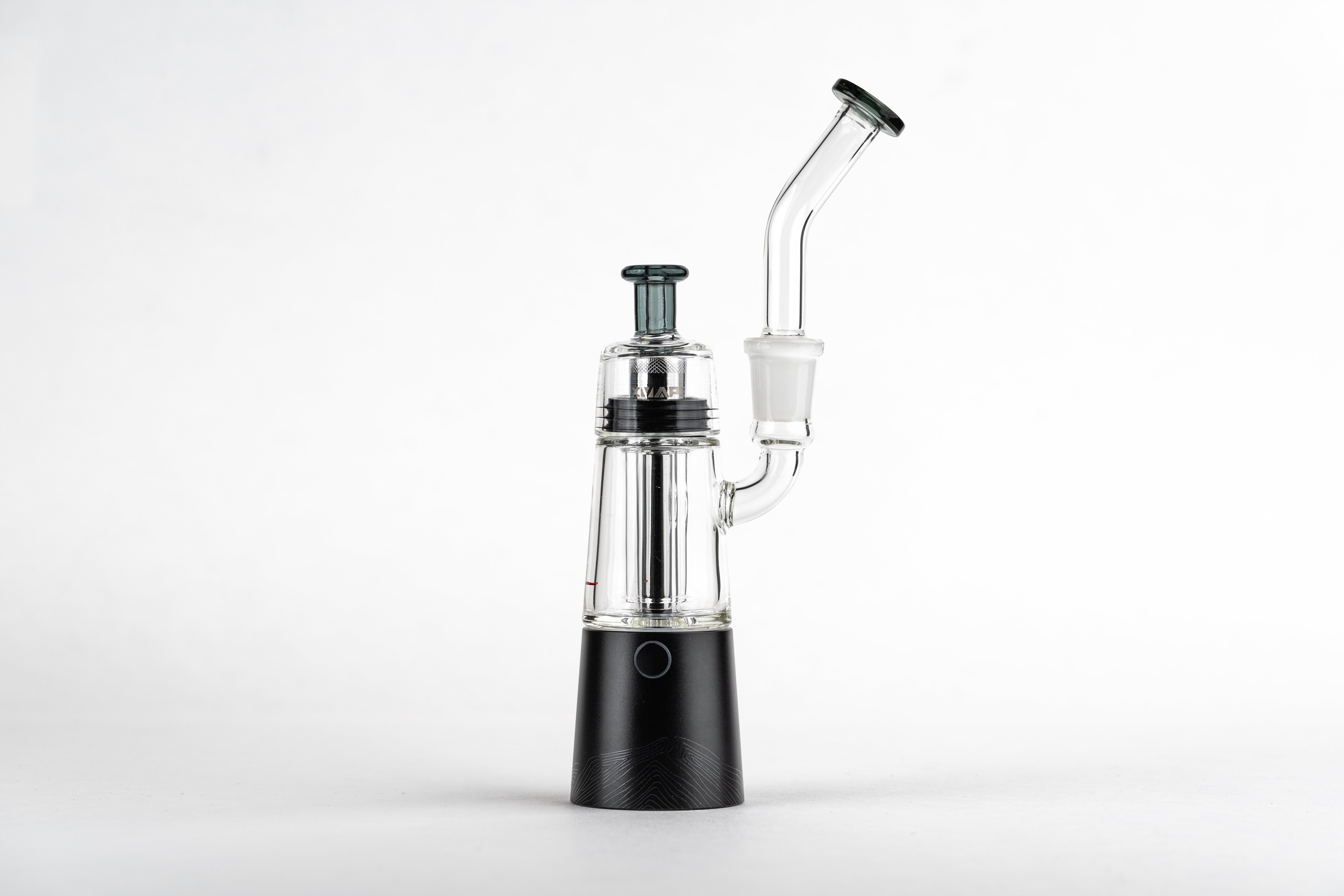 VistaMini Pro portable vaporizer close-up showing quartz atomizer and glass bubbler