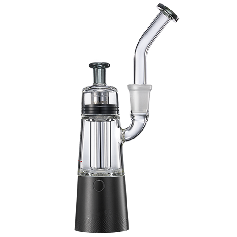 VistaMini Pro portable vaporizer close-up showing quartz atomizer and glass bubbler
