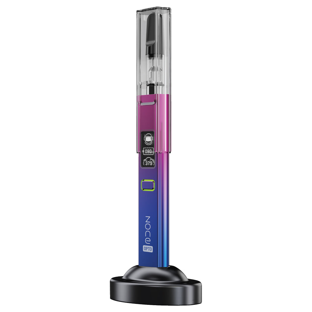 VapeTech Zone Opto 510 in use with cartridge inserted and glowing OLED screen