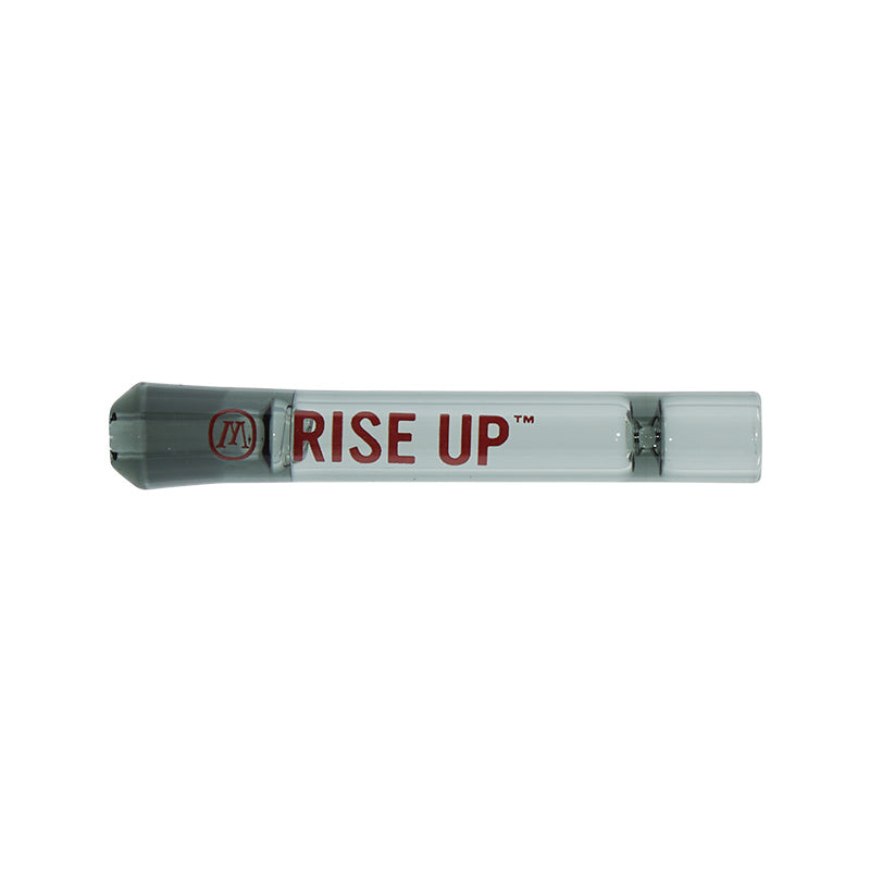 Close-up of Marley Natural glass pipe showcasing its vibrant scarlet lettering