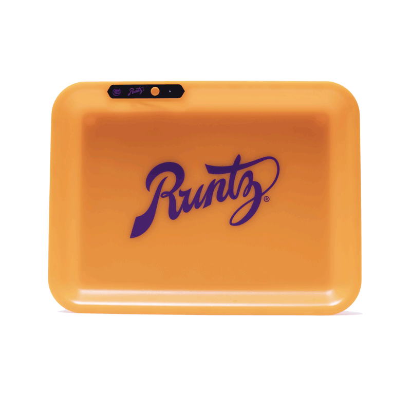 Runtz LED Glow Prep Tray in vibrant colors during a smoking session.