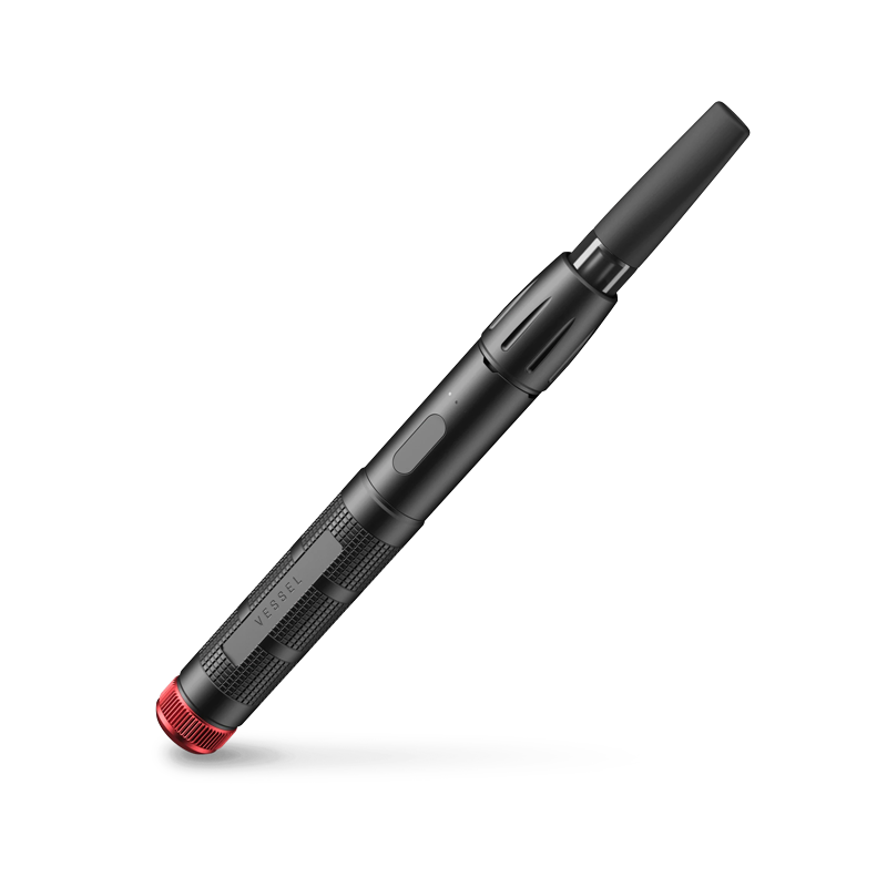 Image of the Vessel Expedition Series vape battery with a focus on its durable black aluminum body