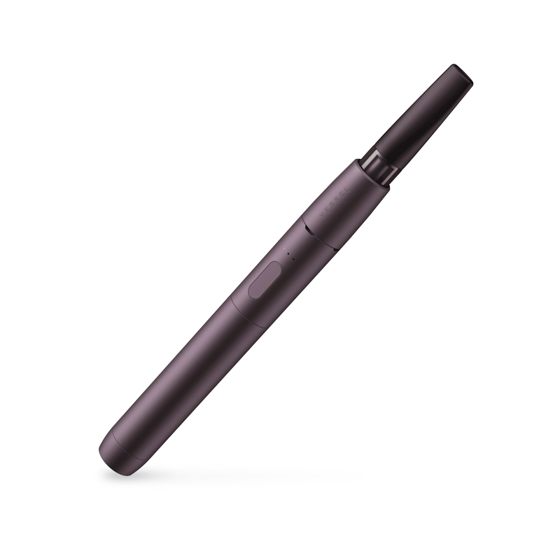 Side view of the Vessel Style Series vape pen in Purple, highlighting its anodized aluminum body