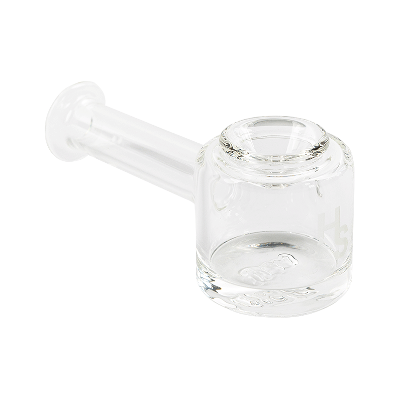 Close-up of the borosilicate pipe showing deep bowl and carb hole for airflow