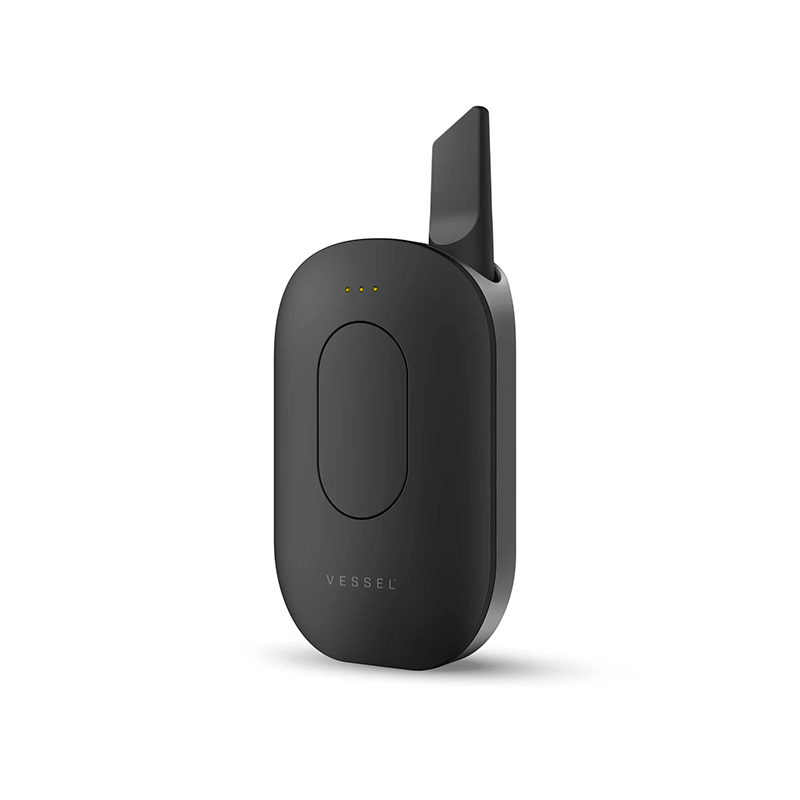 Vessel Compass Pro vaporizer battery showcasing its sleek design and adjustable voltage settings.