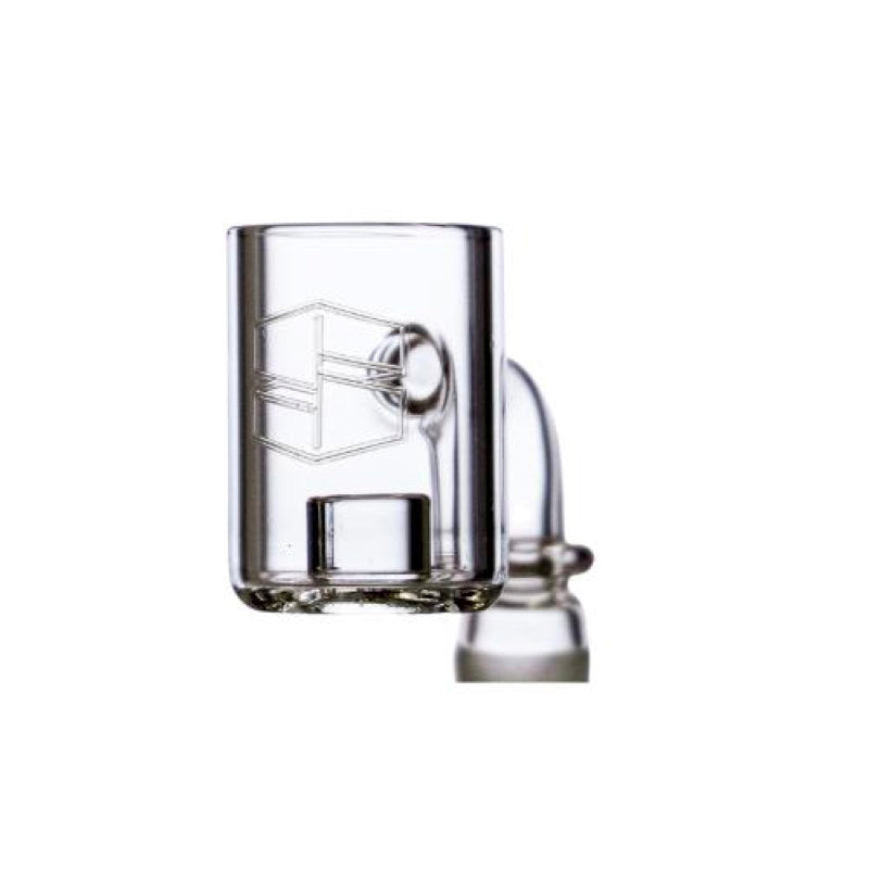 Close-up of Stache Premium Quartz Banger highlighting its thick quartz walls for heat retention.