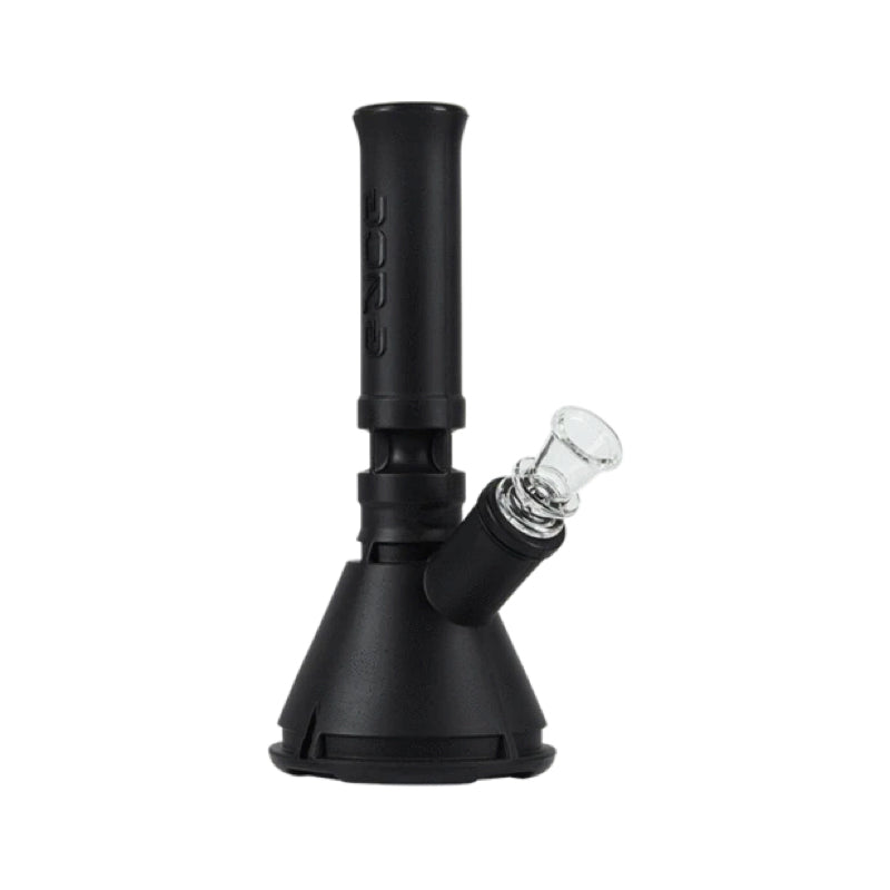 Close-up of the colorful silicone mini beaker with multi-tool and stash jar for smoking