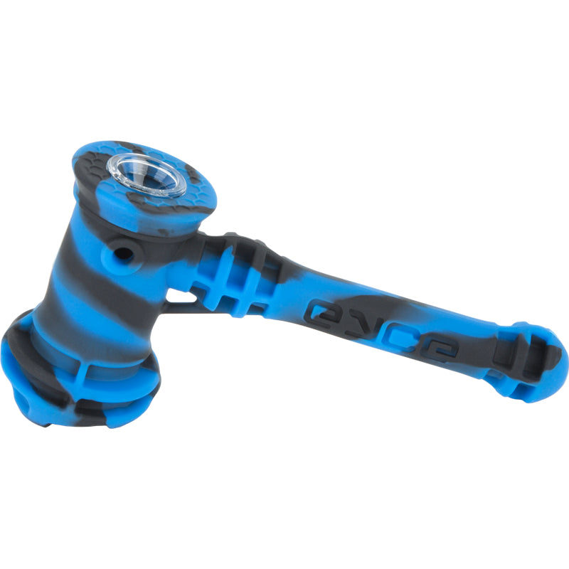 Close-up of the flexible silicone bubbler showing its hammer style design, perfect for travel