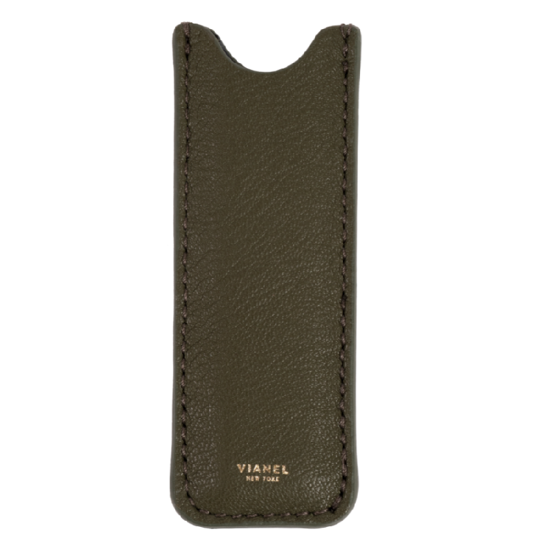 Stylish calfskin vape case with Juul inside, showcasing soft leather and modern design
