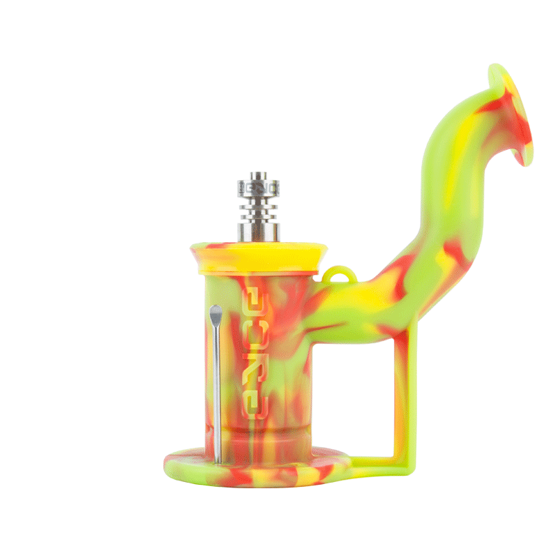 Indestructible silicone concentrate rig showcasing its sleek design and functionality.