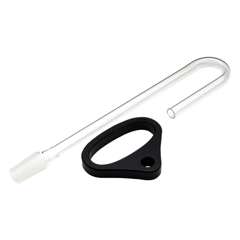 U glass adapter connecting vaporizer and water pipe
