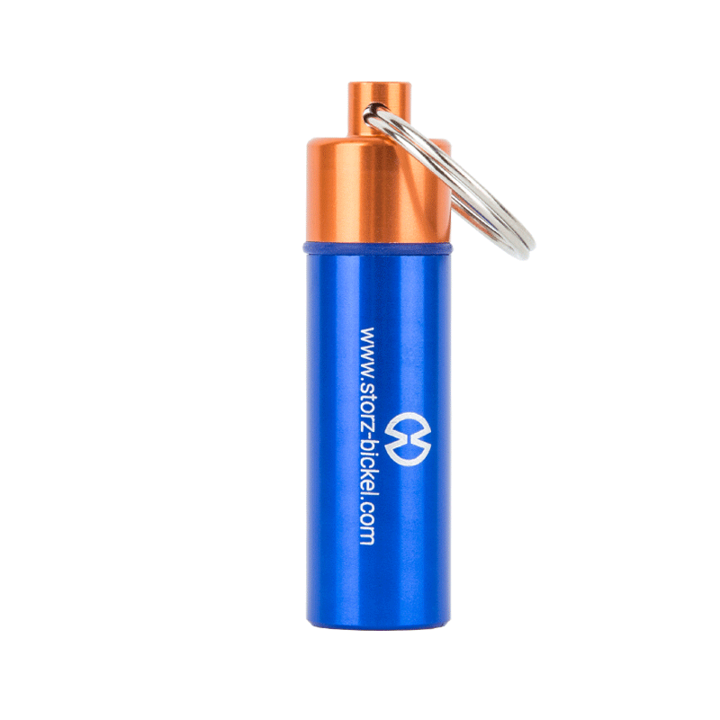 Close-up of a premium capsule keychain for vaporizers showing its compact design