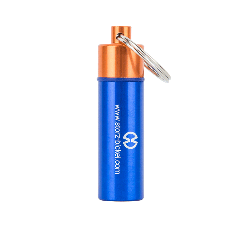 Side view of the waterproof capsule caddy showcasing its compact design.