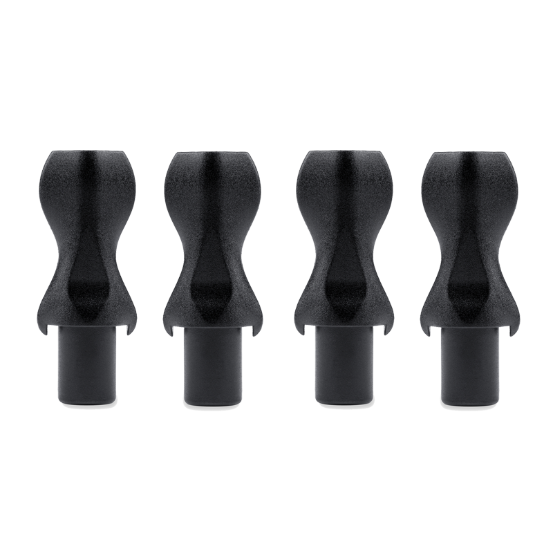 Close-up of heat-resistant vaporizer mouthpieces for Storz Bickel, showing their durable plastic and fit.