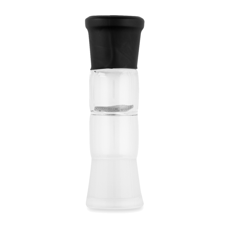 Arizer Glass Cyclone Bowl connected to vaporizer with clear view of ground glass ends