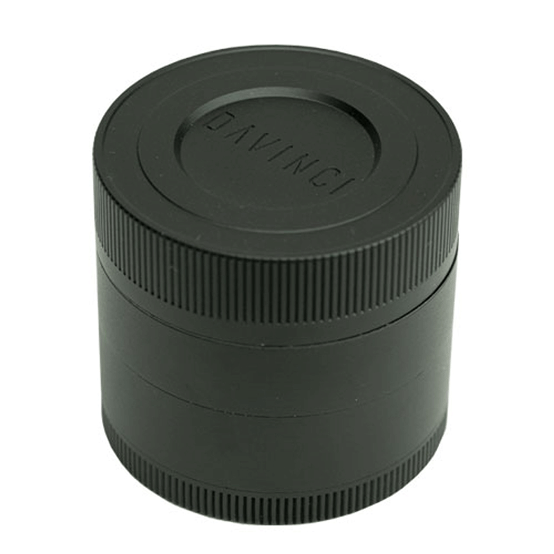 Close-up of DaVinci Dosage Grinder with herbs and pods