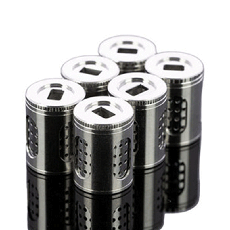 Close-up of DaVinci stainless steel herb pods showcasing their sleek design and capacity.