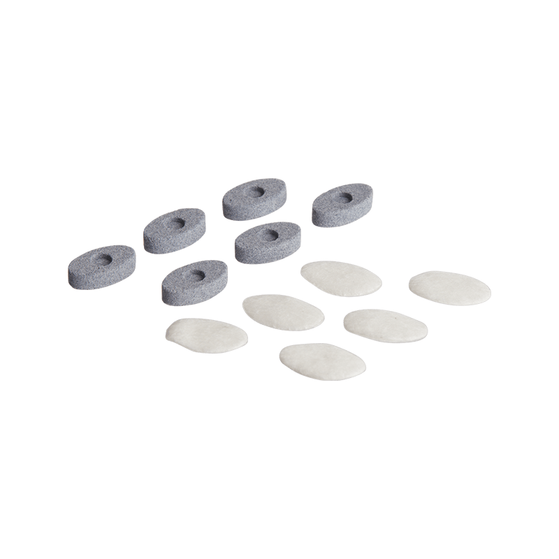 MIQRO Dual Use Extract Kit showcasing the ceramic discs and cotton pads from a top angle.