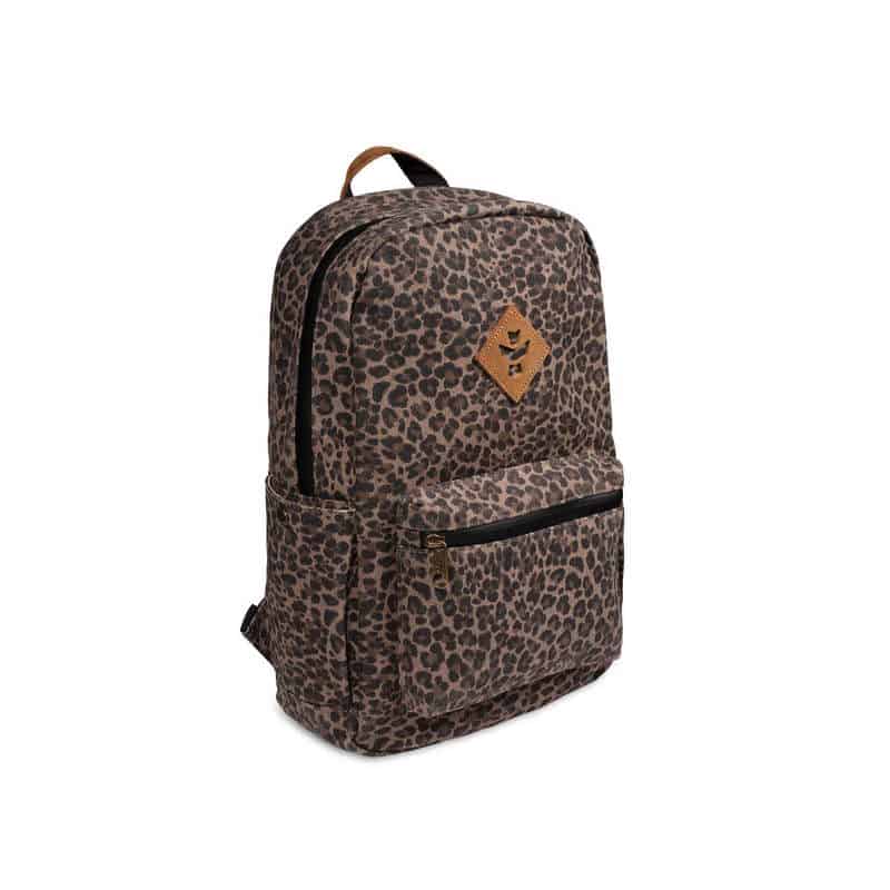 Close-up of Revelry Escort backpack's water-resistant exterior and lockable zippers